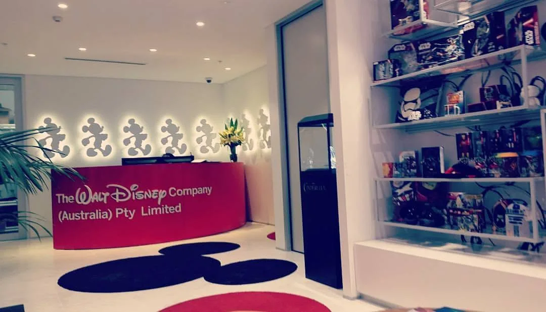 The Walt Disney Company Australia reception area during TPR Media's visit to Disney HQ in Sydney