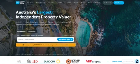 Herron Todd White website homepage showing property valuation services, Find a Valuer and Get Valuation Quote journeys