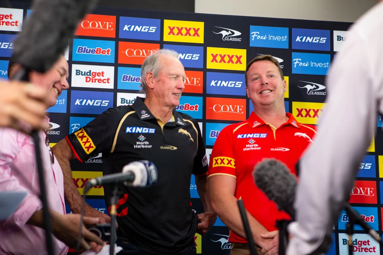 Dolphins representatives at a media appearance with North Harbour branding on their shirts