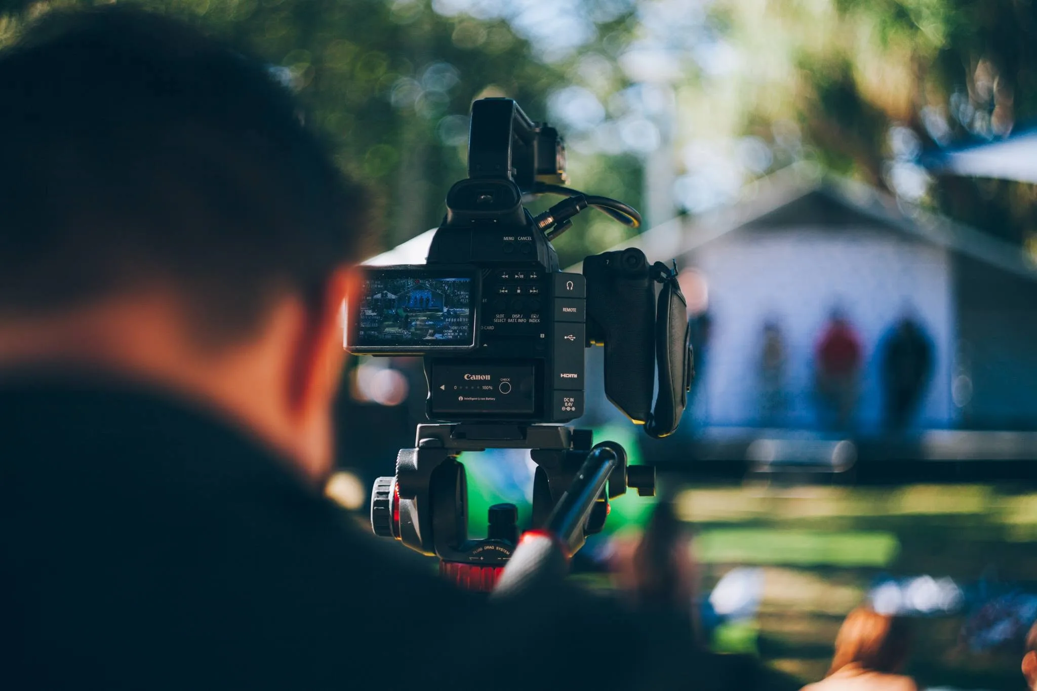 A camera recording the panel event at QUT Gardens Point